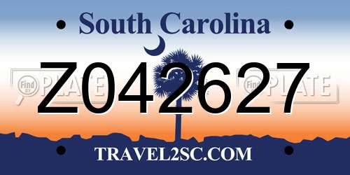 Z042627 South Carolina License Plate