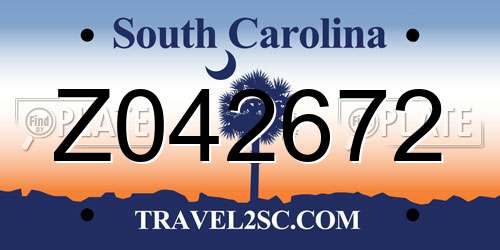 Z042672 South Carolina License Plate