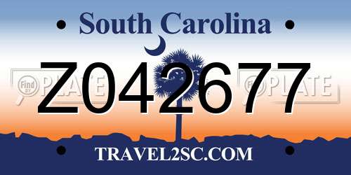 Z042677 South Carolina License Plate