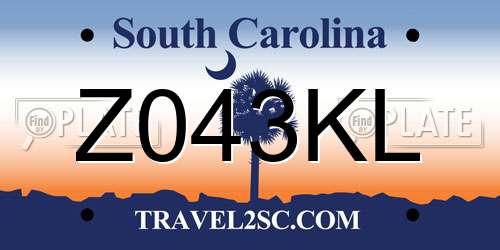Z043KL South Carolina License Plate