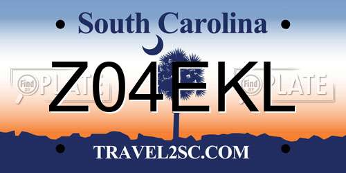 Z04EKL South Carolina License Plate