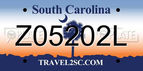 Z05202L South Carolina License Plate