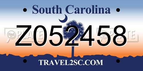 Z052458 South Carolina License Plate