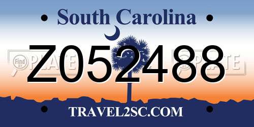 Z052488 South Carolina License Plate