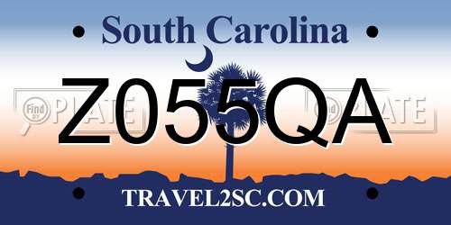 Z055QA South Carolina License Plate