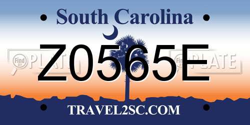 Z0565E South Carolina License Plate