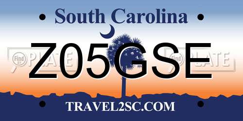 Z05GSE South Carolina License Plate