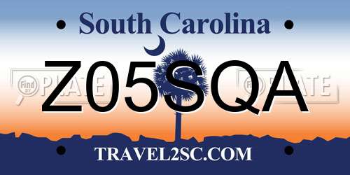 Z05SQA South Carolina License Plate