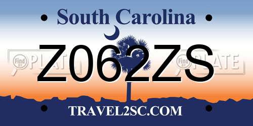 Z062ZS South Carolina License Plate