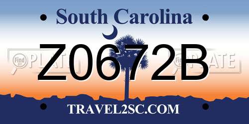 Z0672B South Carolina License Plate