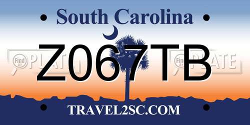 Z067TB South Carolina License Plate