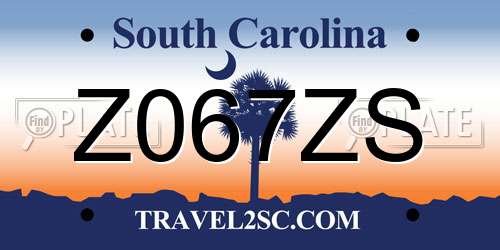 Z067ZS South Carolina License Plate
