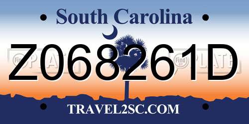 Z068261D South Carolina License Plate