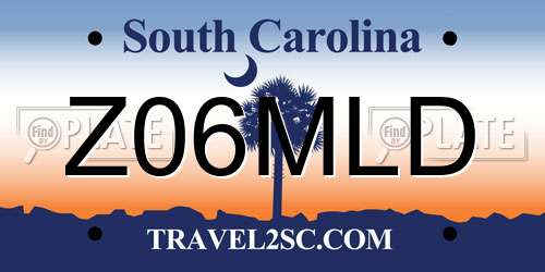 Z06MLD South Carolina License Plate