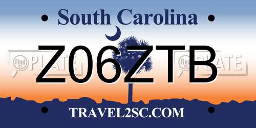 Z06ZTB South Carolina License Plate