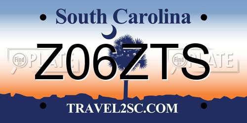 Z06ZTS South Carolina License Plate