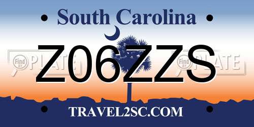 Z06ZZS South Carolina License Plate