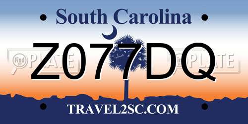 Z077DQ South Carolina License Plate