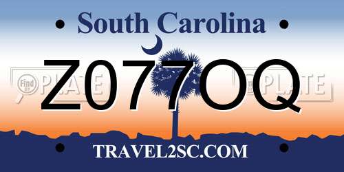 Z077OQ South Carolina License Plate