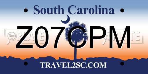 Z07CPM South Carolina License Plate