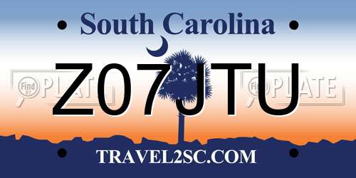 Z07JTU South Carolina License Plate