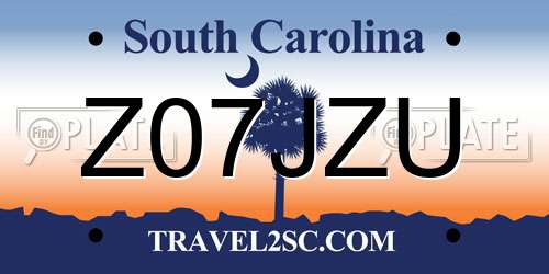 Z07JZU South Carolina License Plate