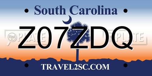 Z07ZDQ South Carolina License Plate