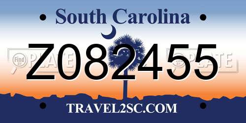 Z082455 South Carolina License Plate