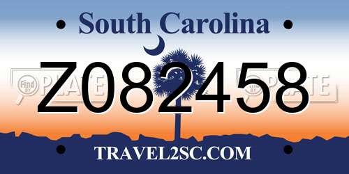 Z082458 South Carolina License Plate