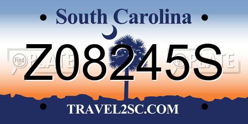 Z08245S South Carolina License Plate