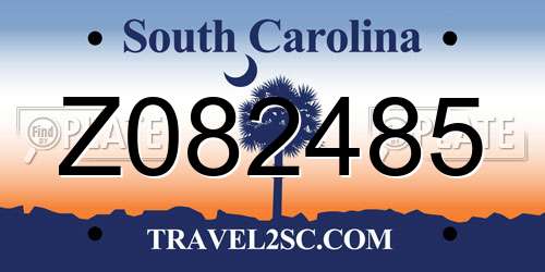 Z082485 South Carolina License Plate