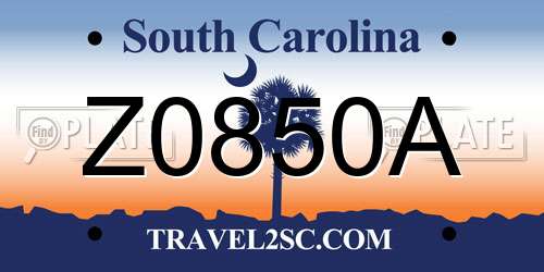 Z0850A South Carolina License Plate