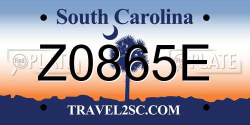 Z0865E South Carolina License Plate