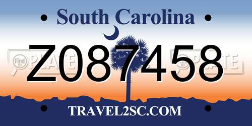 Z087458 South Carolina License Plate