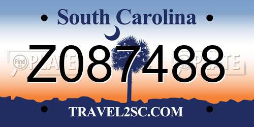 Z087488 South Carolina License Plate