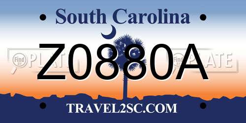 Z0880A South Carolina License Plate