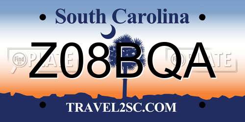 Z08BQA South Carolina License Plate