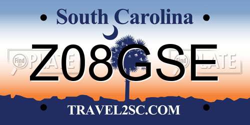 Z08GSE South Carolina License Plate
