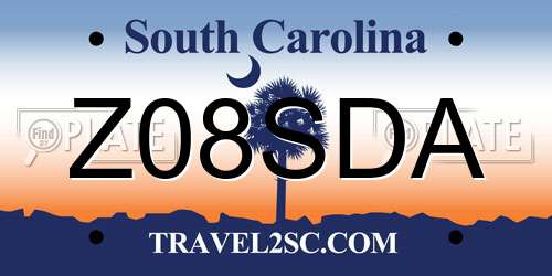 Z08SDA South Carolina License Plate