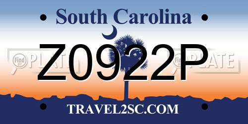 Z0922P South Carolina License Plate