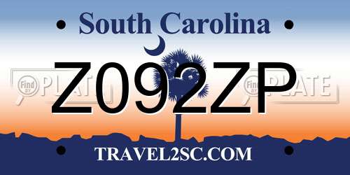 Z092ZP South Carolina License Plate