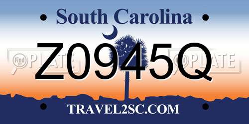 Z0945Q South Carolina License Plate