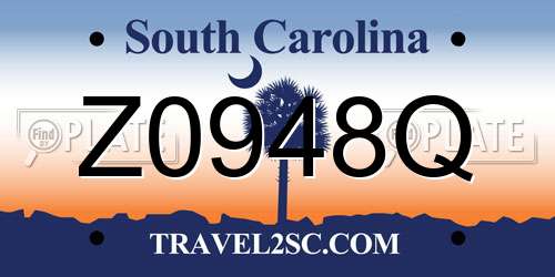 Z0948Q South Carolina License Plate