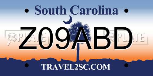 Z09ABD South Carolina License Plate