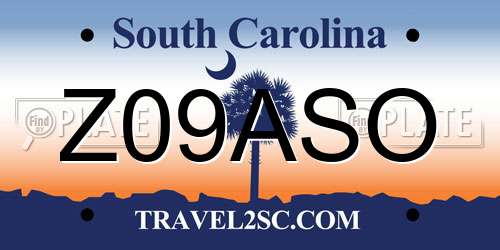 Z09ASO South Carolina License Plate