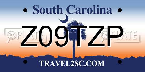 Z09TZP South Carolina License Plate