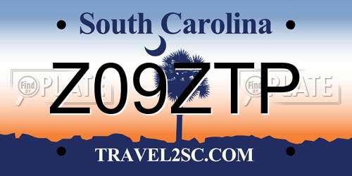Z09ZTP South Carolina License Plate