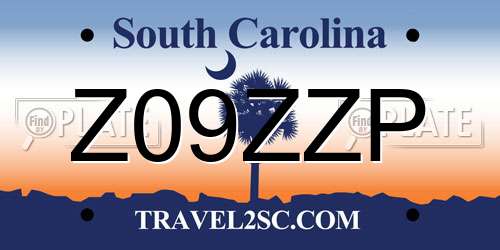 Z09ZZP South Carolina License Plate