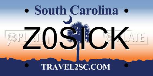 Z0SICK South Carolina License Plate