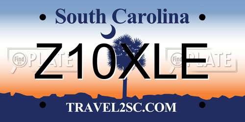Z10XLE South Carolina License Plate
